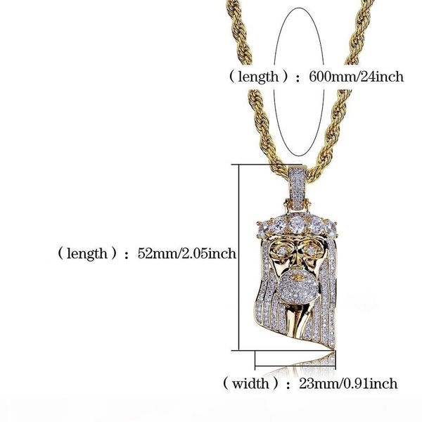 

a new copper gold color plated iced out jesus face pendant necklace micro pave cz stone hip hop bling jewelry, Silver