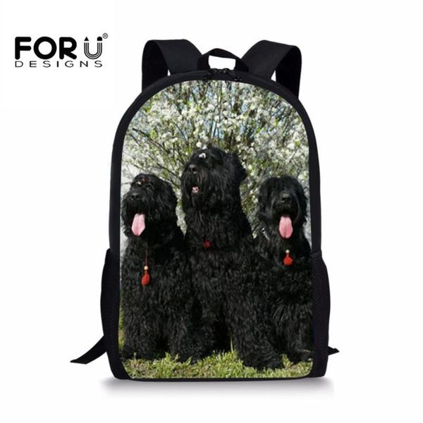 

forudesigns black russian terrier printing school bags for teenagers girls shoulder backpack students book bag mochila escolar