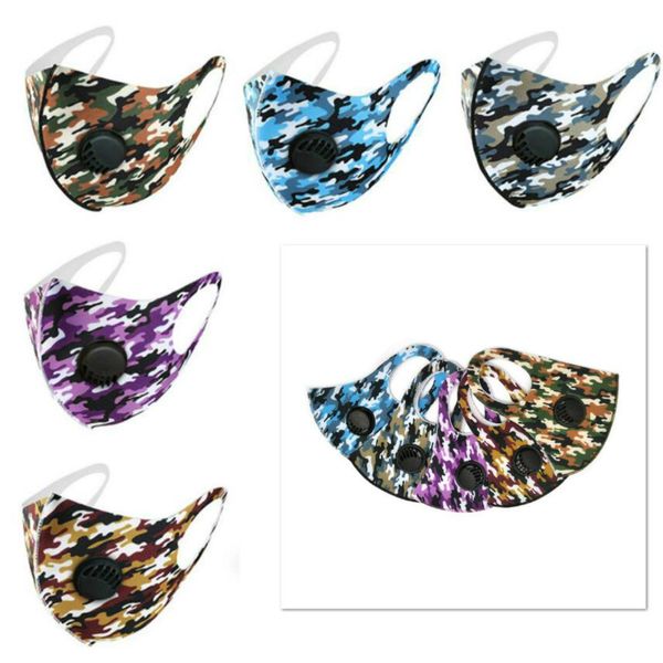 

reusable camouflage breathing valve masks ice silk mouth mask anti-dust anti pollution cloth mask cloth mask 5 colors fy0066, Black