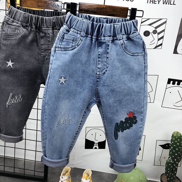 

boy's autumn 2020 children's wear new children's pierced baby girl's korean pants casual casual pants jeans and jeans, Blue