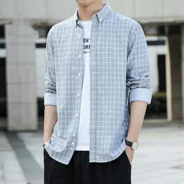 

2020 new men's shirt light business shirt men's casual wear plaid long sleeve fashion simple loose long sleeve, White;black