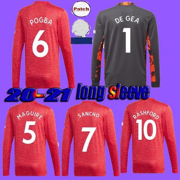 

2020 2021 fc manchester sancho b. fernandes pogba long sleeve soccer jerseys 20 21 martial lingard ls football shirt united utd uniforms, Black;yellow