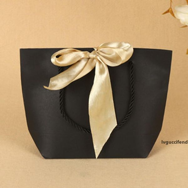 

5pcs/pack present paper wedding gift bag with handles paper party favor celebration wedding pouch diy bow ribbon gift recyclable
