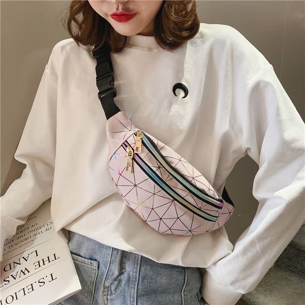 

colorful laser shoulder artistic chest bag menderya japanese and korean style simple personalized women's shoulder messenger bag, White