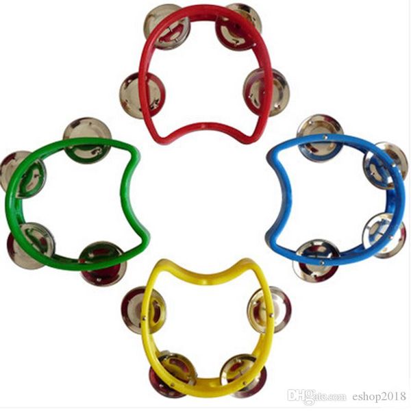 

2015 new plastic tambourine handbell rattles child baby kid orff musical instrument toy 10cm ing