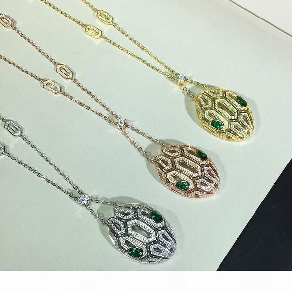 

luxury jewelry for women snake head pendant necklaces full diamond gold plated necklace wedding jewelry chains, Silver