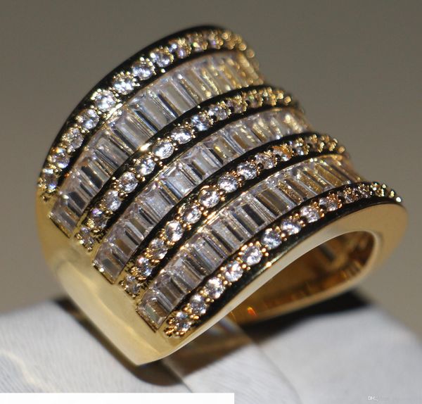 

victoria wieck women luxury jewelry princess cut 925 sterliing silver yellow gold plated z simulated diamond wedding band ring size 5-11, Slivery;golden