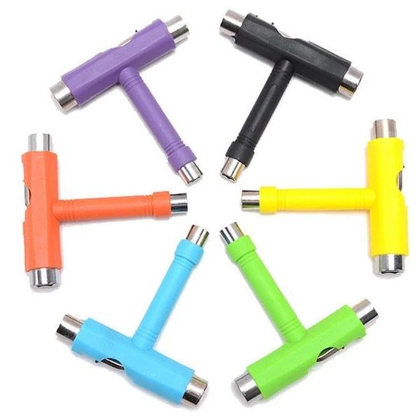 

100pcs skate t tool skateboard scooter longboard tools kick scooter mini t wrench spann all-in-one skate tools