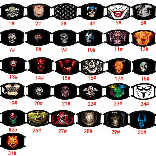 

31 styles halloween face mask dust-proof cotton face masks halloween mask 3d printed face mask