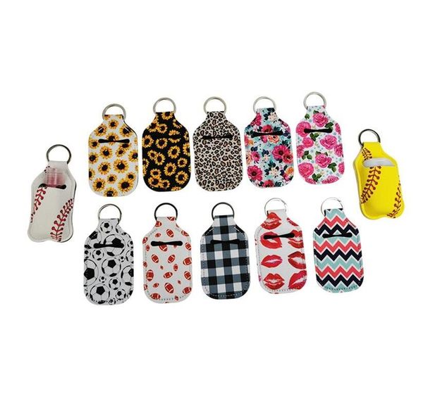 

sanitizer bottle holder neoprene keychain bags soap bottle covers 30ml hand sanitizer cover printing accessories baseball sunflower dhf739
