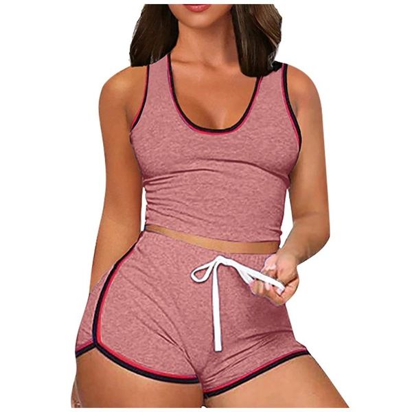 

two piece dress jaycosin women split 2 set for stripe bandage solid crop cami with shorts pants casual outfit sportswear 65, White