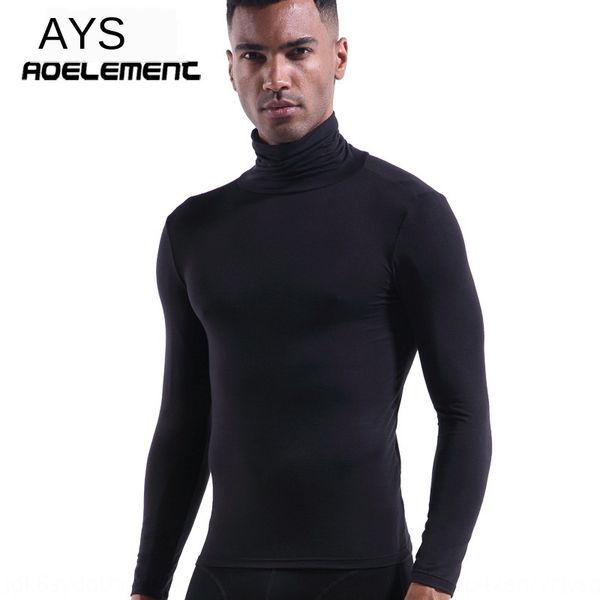 

men's high-collar dual-purpose modal autumn and winter long-sleeved base shirt thin slim solid color autumn shirt, Black;brown