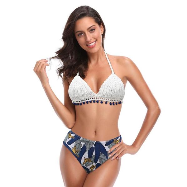 

se brand new crochet bikini pompon blue swimsuit women knitted micro swimwear mini brazilian beach biquini bathing suit, White;black