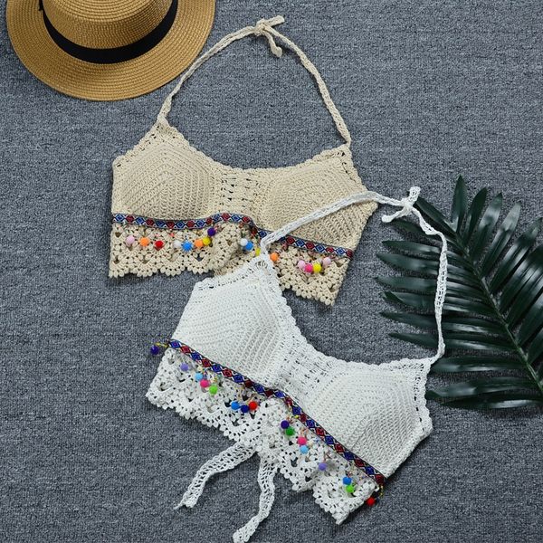 

knitted camisole women's holiday style beach bikini bra hooks bikini underwear underwear neck outerless top, Camo