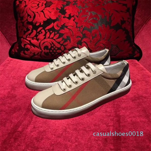 

2018 brand luxury men fashion sneakers classic plaid casual shoes luxury men shoes the original designer perfect recovery lace-up casual c18, Black