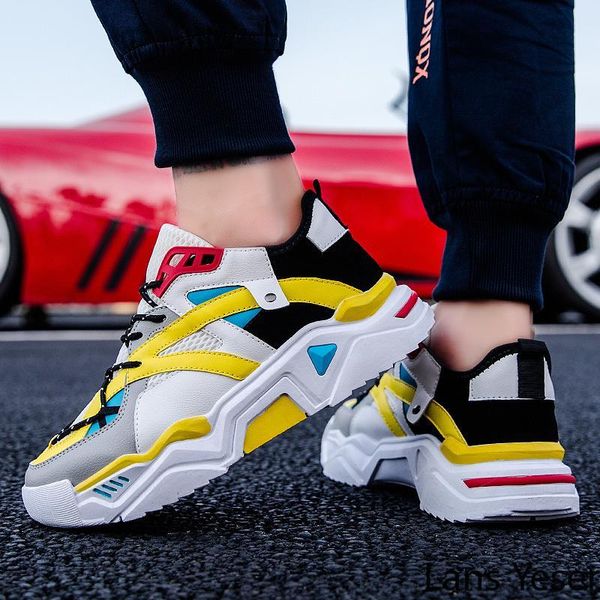 

lans спорт мужчины кроссовки дышащий комфортная 2020 мужские кроссовки шнуровка lightweight тренеров желтый мужской zapatos hombre vx590723