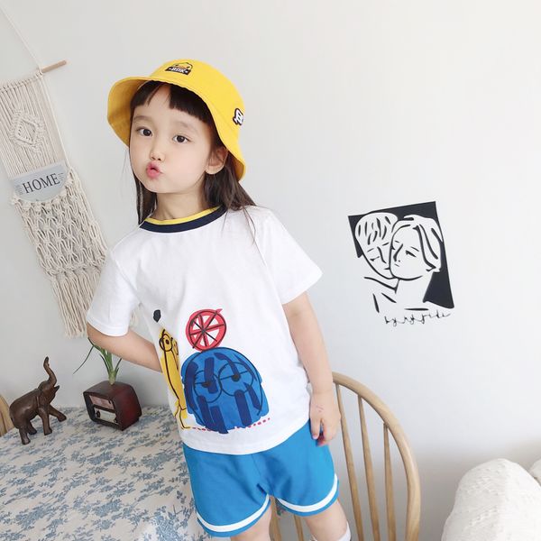 

3nac2 new children's cotton yellow blue set cartoon printed sports 2020 summer new children's cotton yellow blue 2020 set summer s