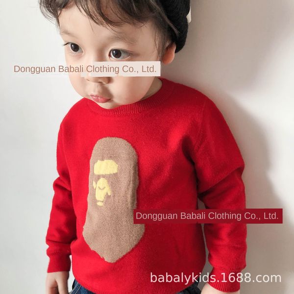 

c6yqm low price children's clothing 19 autumn and winter children's clothing sweater korean style fashion brand orangutan head kni, Blue
