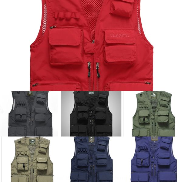 

summer new men's vest casual outdoor detachable multi-functional reporter travel pgraphy mesh quick-drying fishing vest, Black;white