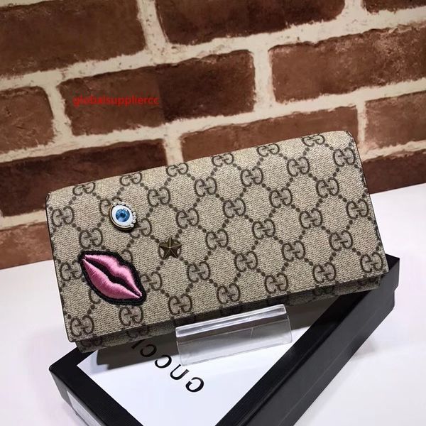 

2020 celebrity design letter embossing lips eyes star embroidery wallet cards pack canvas leather 428736 purse clutch