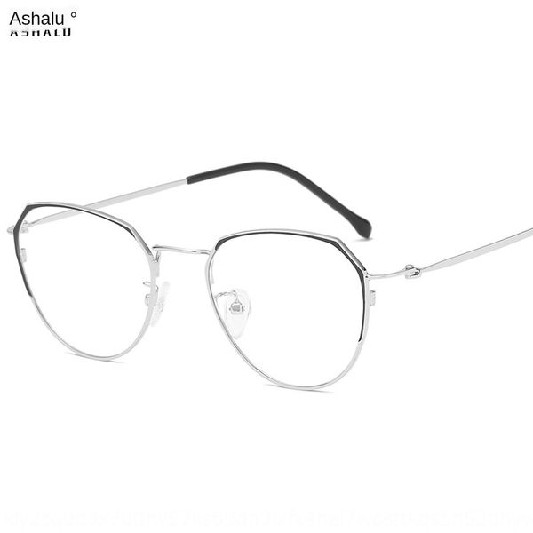 

assalu new frame myopia female metal artistic plain glasses personalized irregular myopia glasses frame, Silver