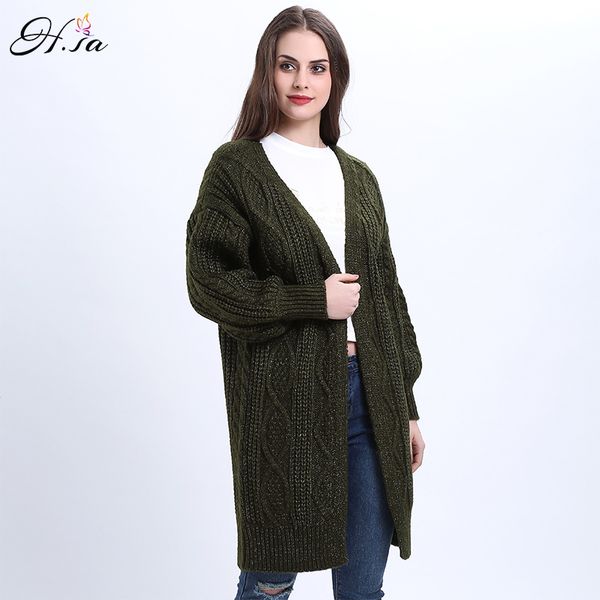 

h.sa winter autumn long female cardigans latern sleeve casual knitted poncho sweaters oversized long cardigans korean sueter y200722, White;black