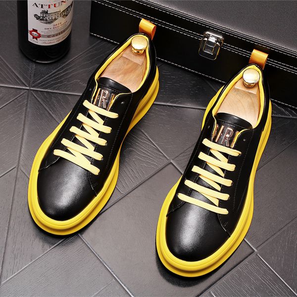 

new popular men's luxury designer mixed color lace-up casual flats shoes moccasins skateboard shoes sapato social masculino, Black