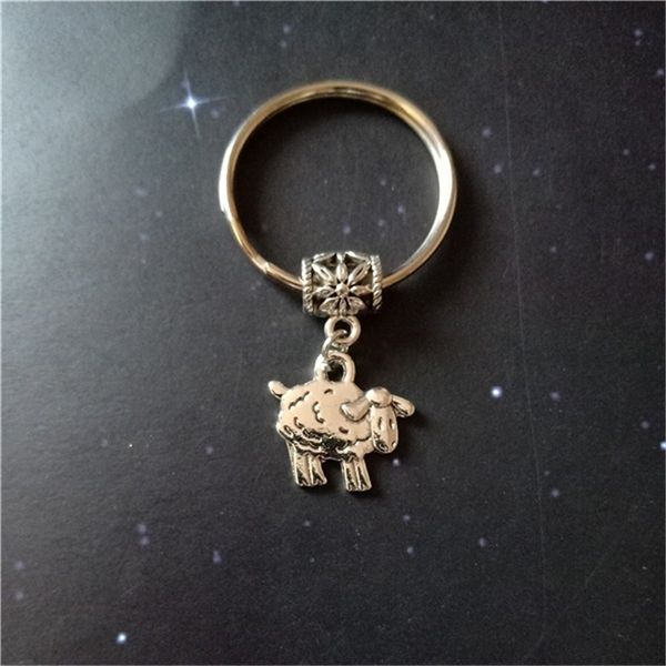 

5pcs antique silver color sheep keychain sheep charm pendant jewelry key ring for women farm animal keychain