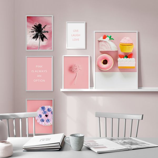 

pink flower cake wall art canvas painting nordic posters and prints wall pictures for living room home decoration