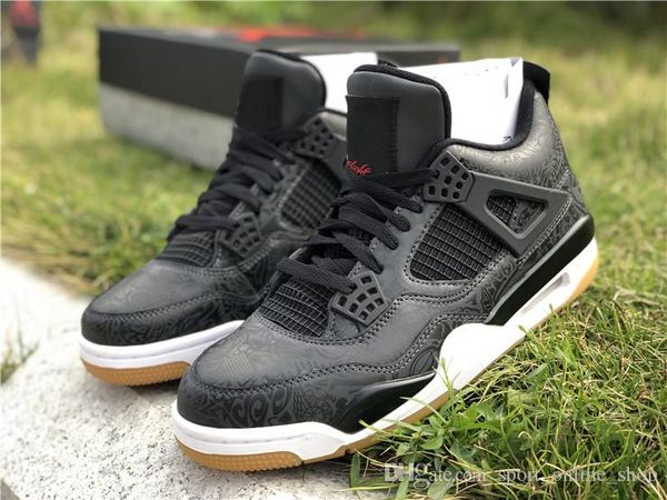 

with box) 4s 4 se laser black gum men basketball shoes ci1184-001 og 3m punch tattoo sports sneakers size 40-47, White;red