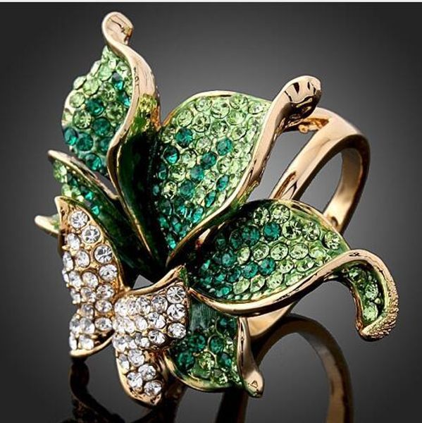 

имитация алмазного 18k позолоченной партии ювелирные изделия элегантные моды кристалл бабочка форма обручальные кольца для womee кольца ювел, Silver