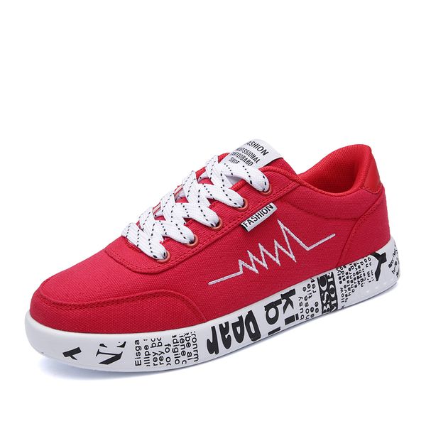 

женщины vulcanized моды кроссовки женской шнуровка повседневная дышащая walking холст обувь граффити flat y200801, Black