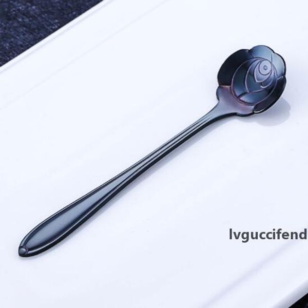 

2019-11 factory direct creative stainless steel casual coffee spoon stirring vacuum plating titanium nordic leaves spoon honey dessert spoon