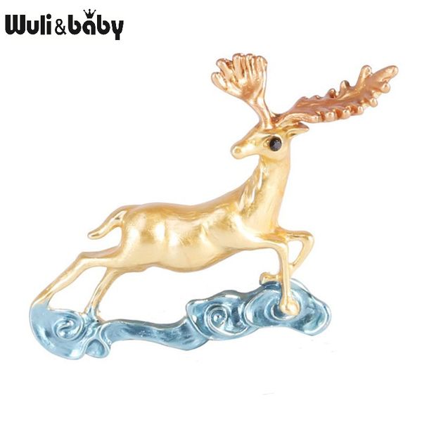 

wuli&baby enamel fairy deer brooches women yellow white christmas animal pary casual brooch pins gifts, Gray