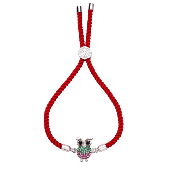 

micro-inlaid diamond owl hand-woven red rope bracelet women's adjustable bracelet bracelet, Black