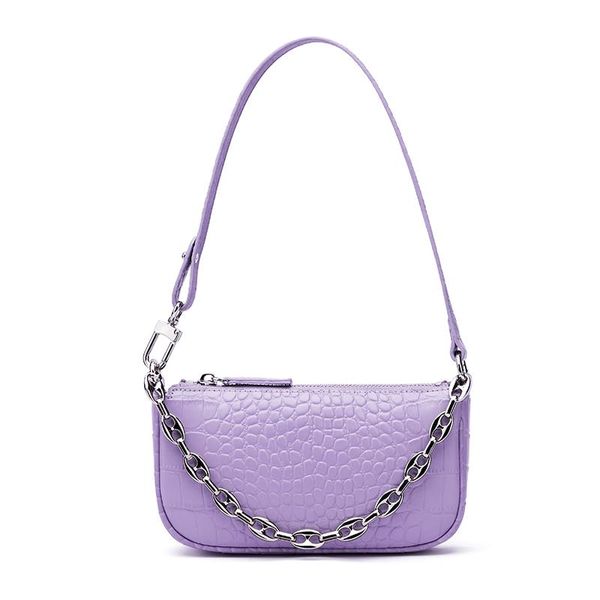 

design french bag bag ladies leather fashion chain armpit bag girl personality shoulder wild diagonal temperament purple handbag 1395
