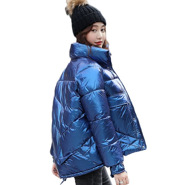 

winter coat women 2020 fashion winter jacket women cotton padded parka outwear solid stand collar warm female short overcoat 473, Black