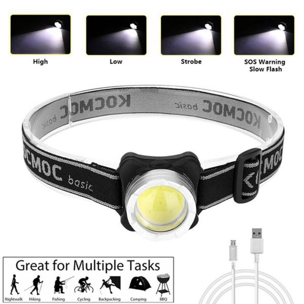 

super-bright usb rechargeable headlamp cob led headlight head light