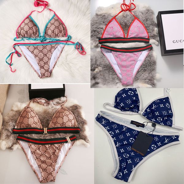 

2020 designer lady bikini swimsuit letter printed brand swimwear bikini for women two-piece female bikini bathing suit, White;black