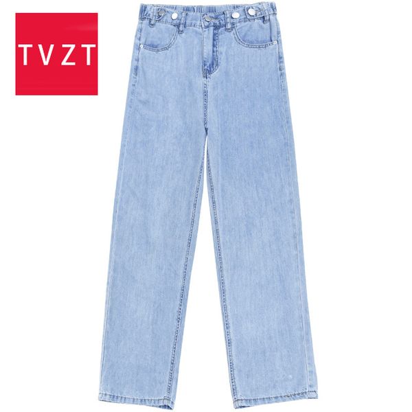 

women's jeans tvzt streetwear vintage long wide pants female trousers quality 2021 fashion harajuku straight, Blue
