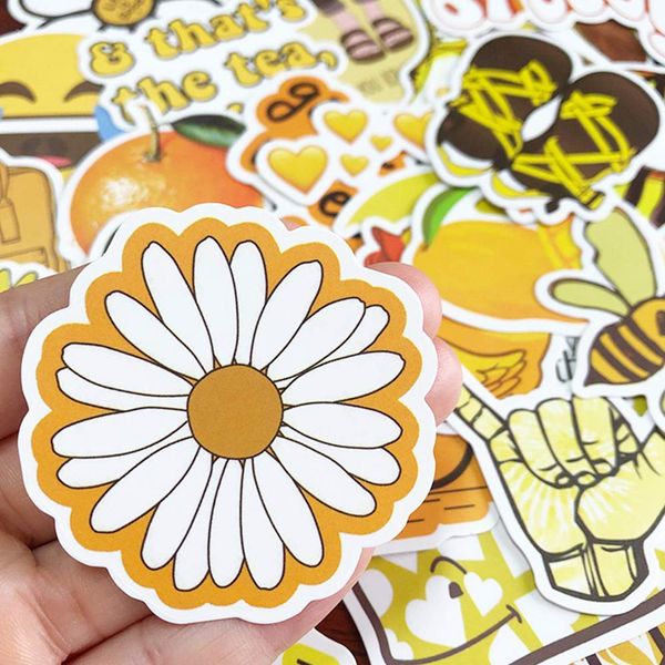 

pack of 50pcs wholesale yellow vsco style stickers cute lovely non-random decal lapskateboard motor bottle car decal bulk lots