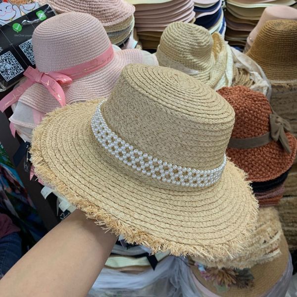 

french little fragrant pearl lafite female travel all-match flat cap visor cap sun sun elegant lady flat hat sunshade hat, Blue;gray