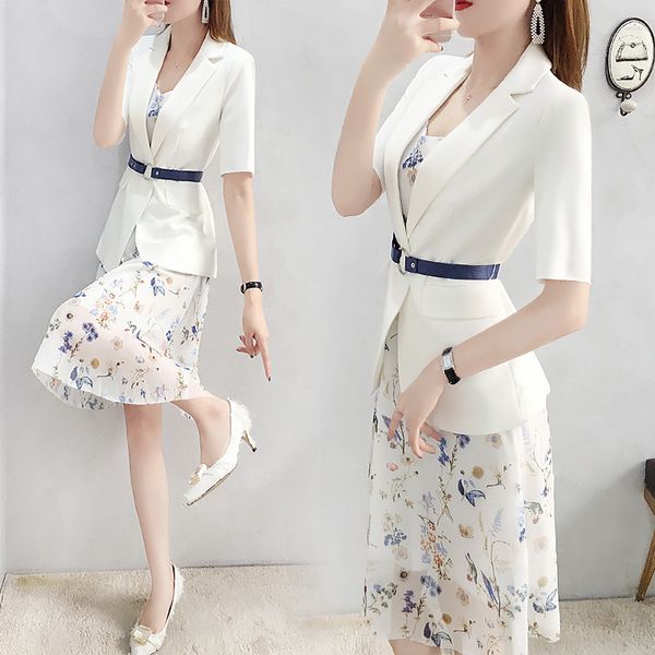 

shoulder-straps very fairy two-piece brim web celebrity suit female han edition dress fashion temperament in the summer, White;black