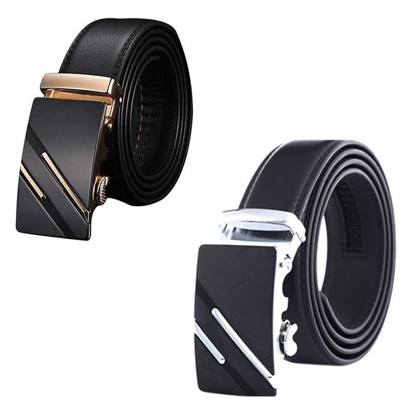 

men's fashion leather automatic buckle waist strap belt waistband gift, Black;brown