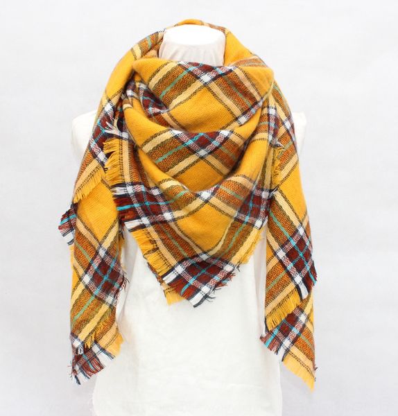 

new year mustard yellow towel square towel plaid scarf turmeric plaid square scarf, Blue;gray