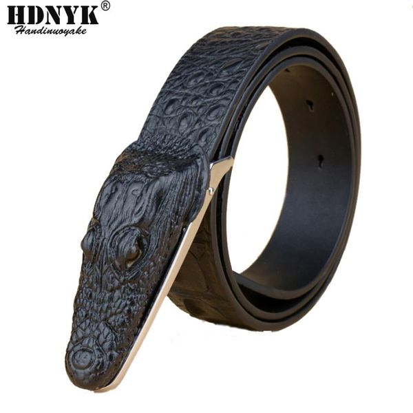 

belts arrival genuine leather strap men copy crocodile belt fashion male waist cowskin smooth buckle big size, Black;brown