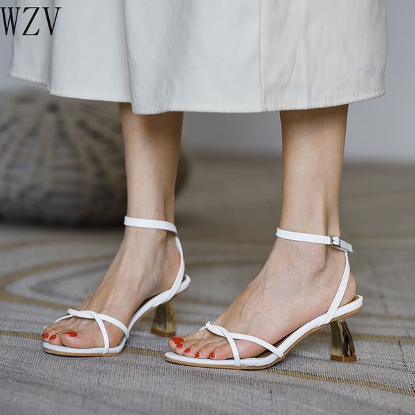 

2020 summer ankle buckle strap stiletto heels sandles open toe women gladiator sandals narrow band ladies shoes h812, Black