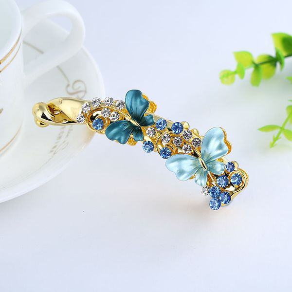 

miss han guo diamond crystal butterfly hairpin hairpin clip ponytail spread the supply yiwu small commodity vertical banana clip, Golden;silver