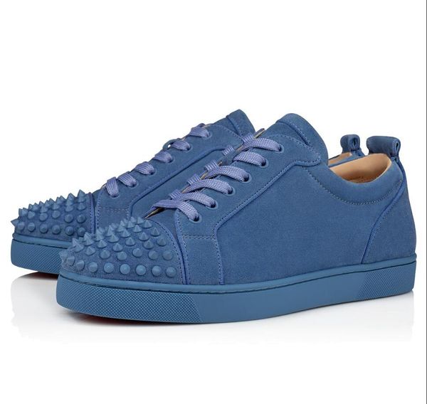 

2020 mens womens junior sneakers shoes blue suede leather red bottom shoes lace up platform sneaker walking -- party wedding, Black