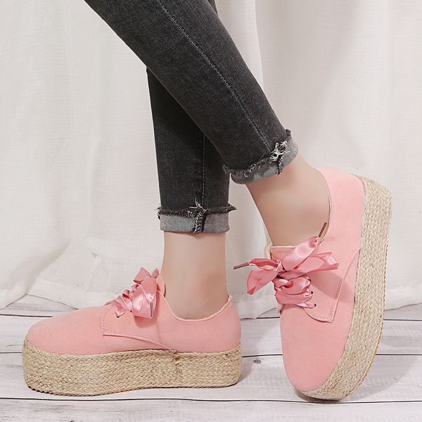 

corporis big size 36-43 fashion flats women lace up flat platform shoes woman casual high soled shoes 2020 new